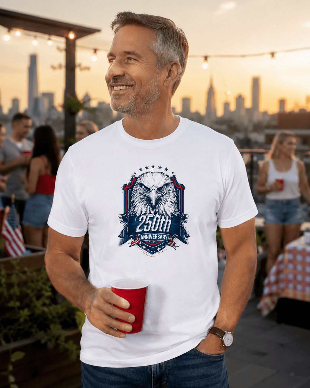 America 250 Eagle Anniversary Shirt | Patriotic Bald Eagle Tee Celebrating 250 Years of Freedom - Moment Wear Company - T-SHIRT -