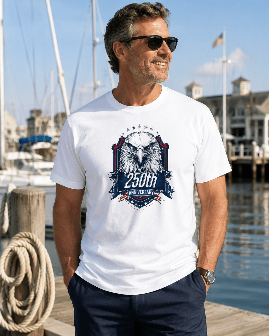 America 250 Eagle Anniversary Shirt | Patriotic Bald Eagle Tee Celebrating 250 Years of Freedom - Moment Wear Company - T-SHIRT -