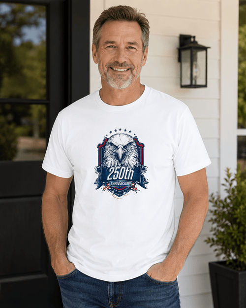 America 250 Eagle Anniversary Shirt | Patriotic Bald Eagle Tee Celebrating 250 Years of Freedom - Moment Wear Company - T-SHIRT -