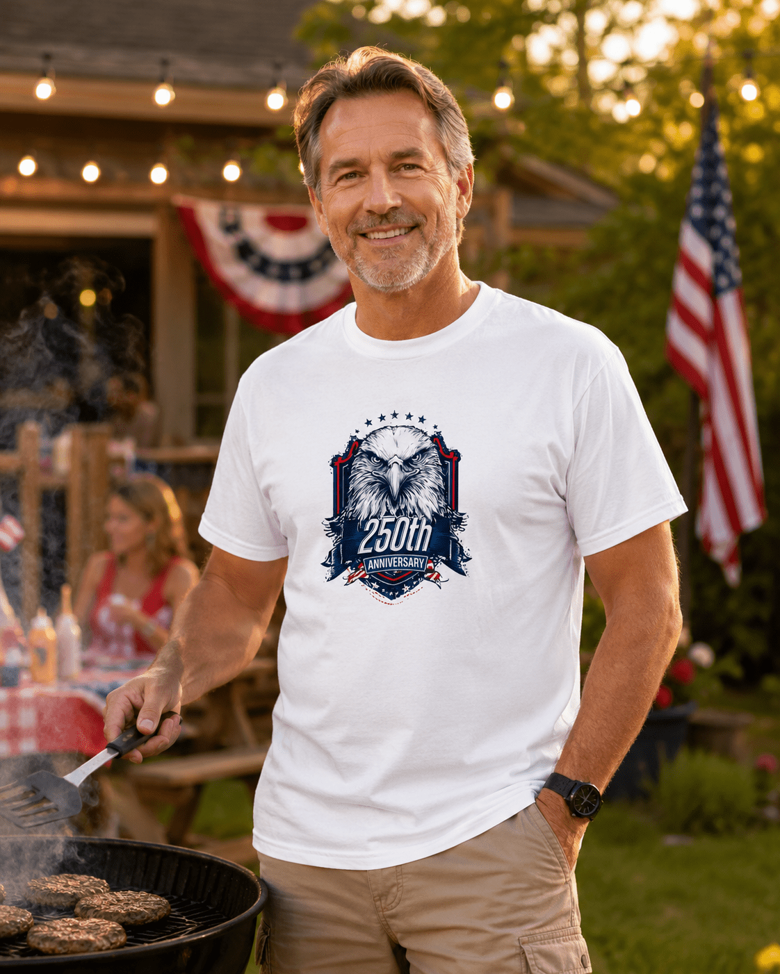 America 250 Eagle Anniversary Shirt | Patriotic Bald Eagle Tee Celebrating 250 Years of Freedom - Moment Wear Company - T-SHIRT -