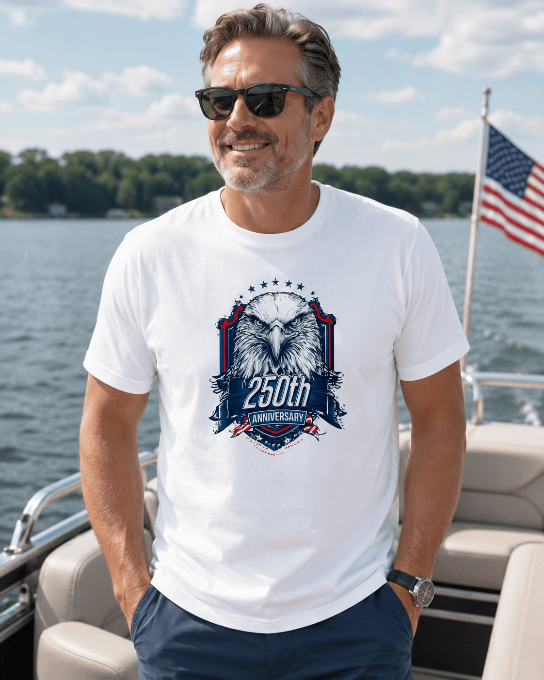 America 250 Eagle Anniversary Shirt | Patriotic Bald Eagle Tee Celebrating 250 Years of Freedom - Moment Wear Company - T-SHIRT -