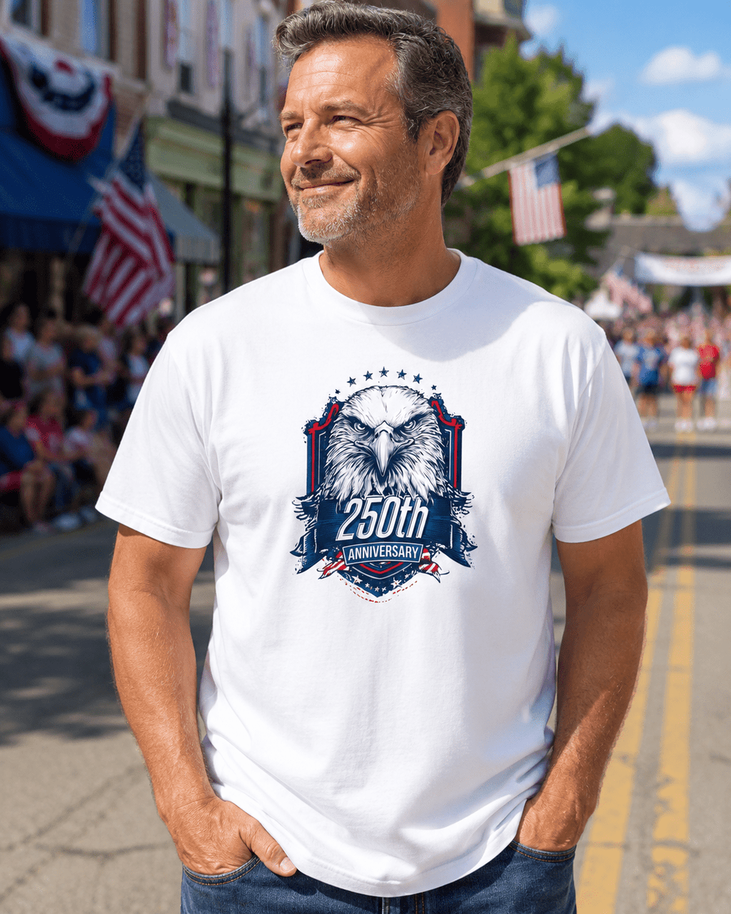 America 250 Eagle Anniversary Shirt | Patriotic Bald Eagle Tee Celebrating 250 Years of Freedom - Moment Wear Company - T-SHIRT -