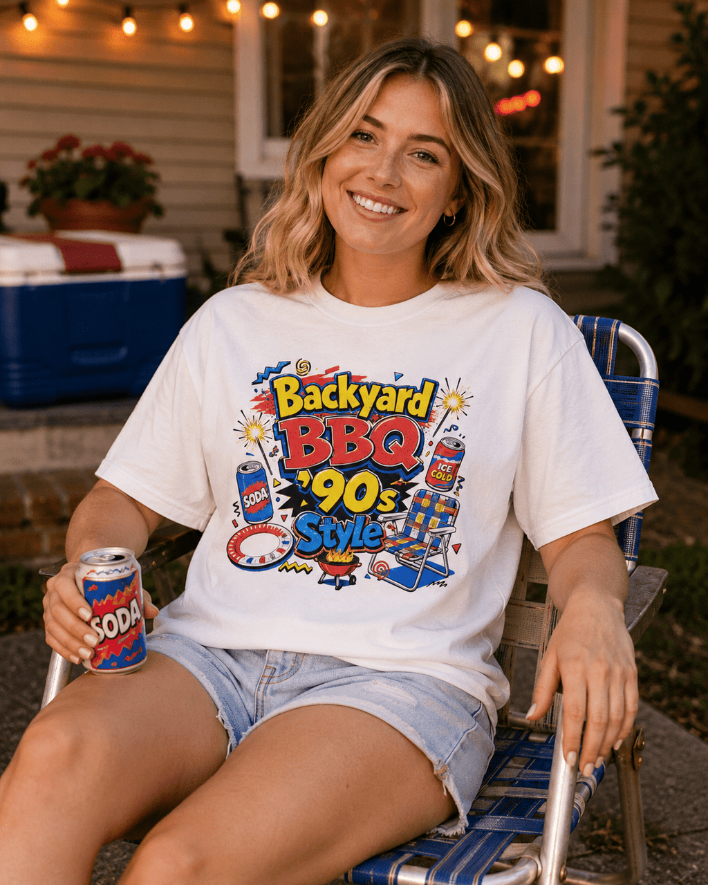 Backyard BBQ 90s Style 4th of July Tee | Retro Patriotic Tee for Cookouts & Summer Parties - Moment Wear Company - T-SHIRT -