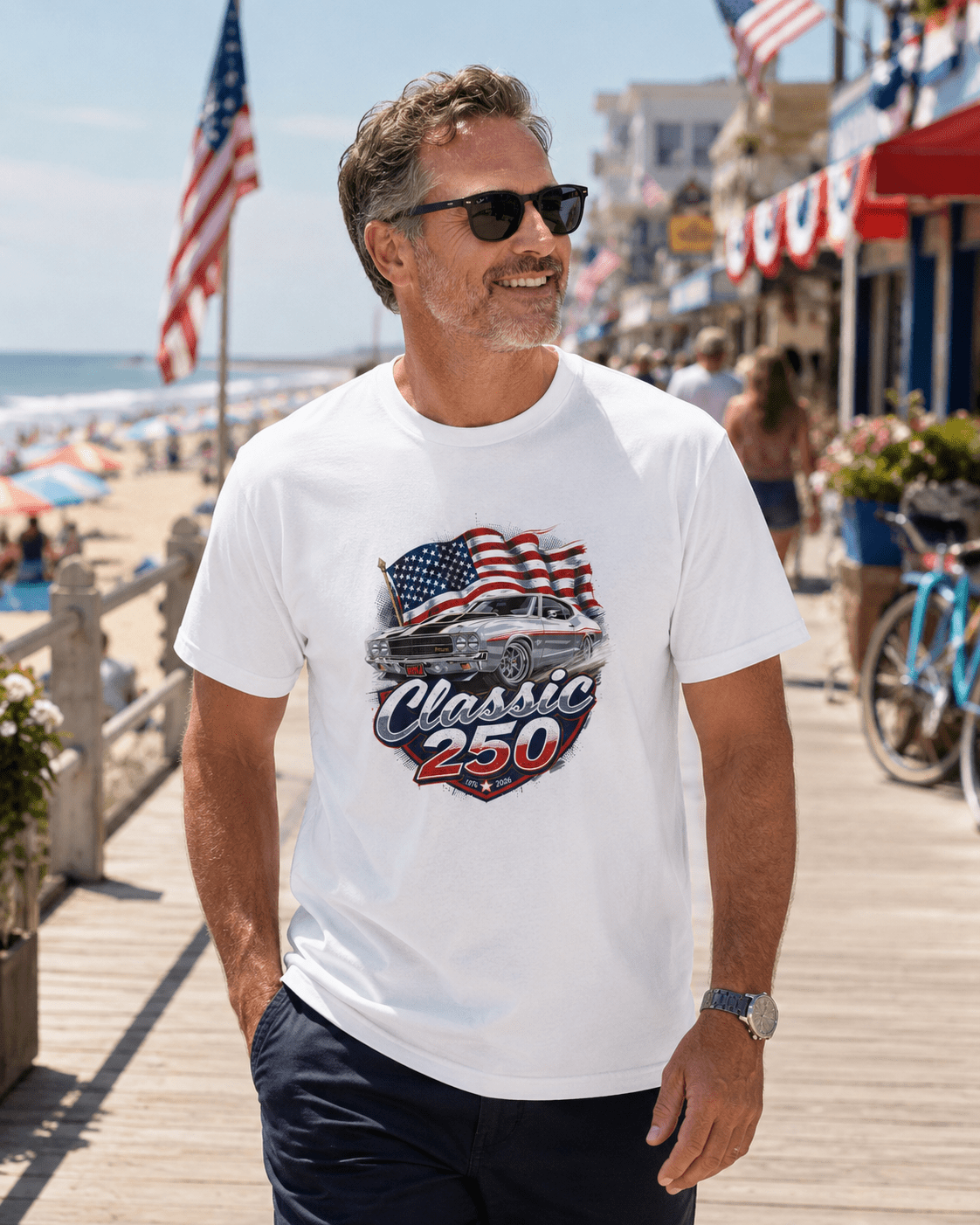 Patriotic Muscle Car Tee | Celebrating 250 Years of Freedom | America's 250th Anniversary Shirt - Moment Wear Company