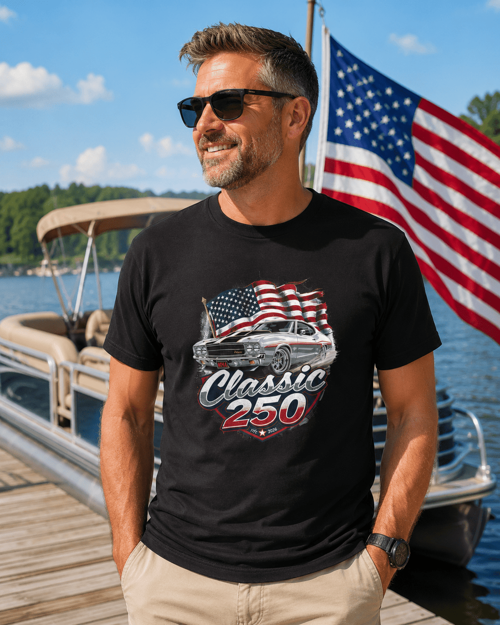 Patriotic Muscle Car Tee | Celebrating 250 Years of Freedom | America's 250th Anniversary Shirt - Moment Wear Company