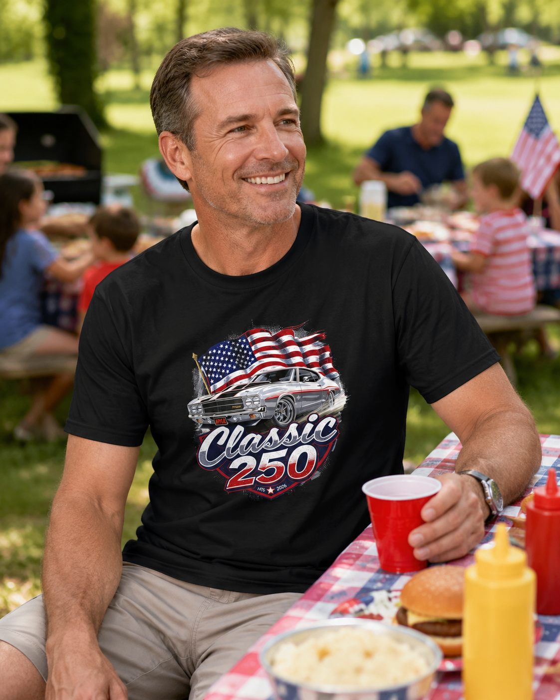 Patriotic Muscle Car Tee | Celebrating 250 Years of Freedom | America's 250th Anniversary Shirt - Moment Wear Company
