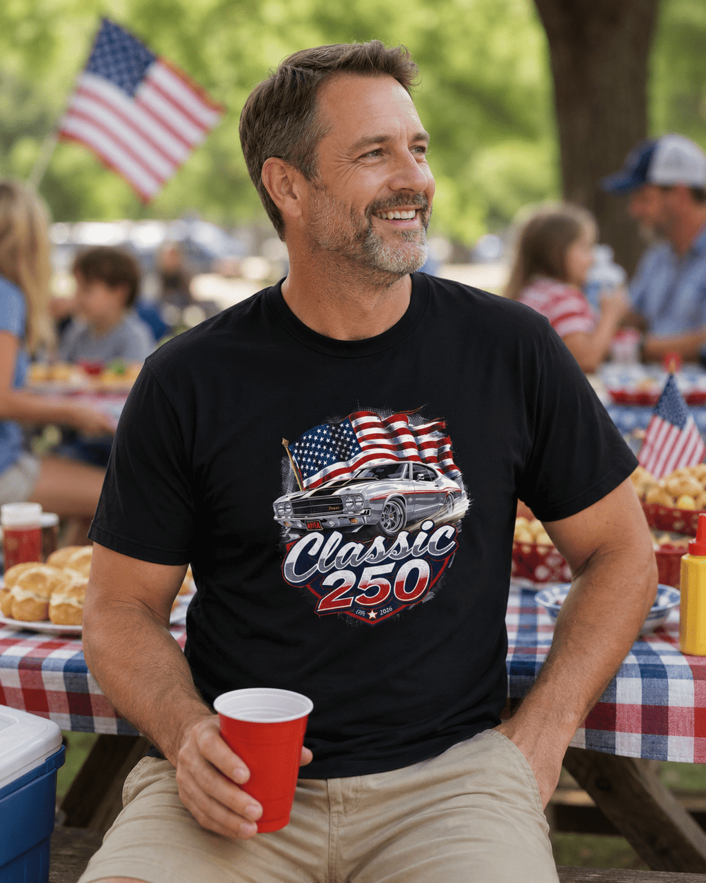 Patriotic Muscle Car Tee | Celebrating 250 Years of Freedom | America's 250th Anniversary Shirt - Moment Wear Company