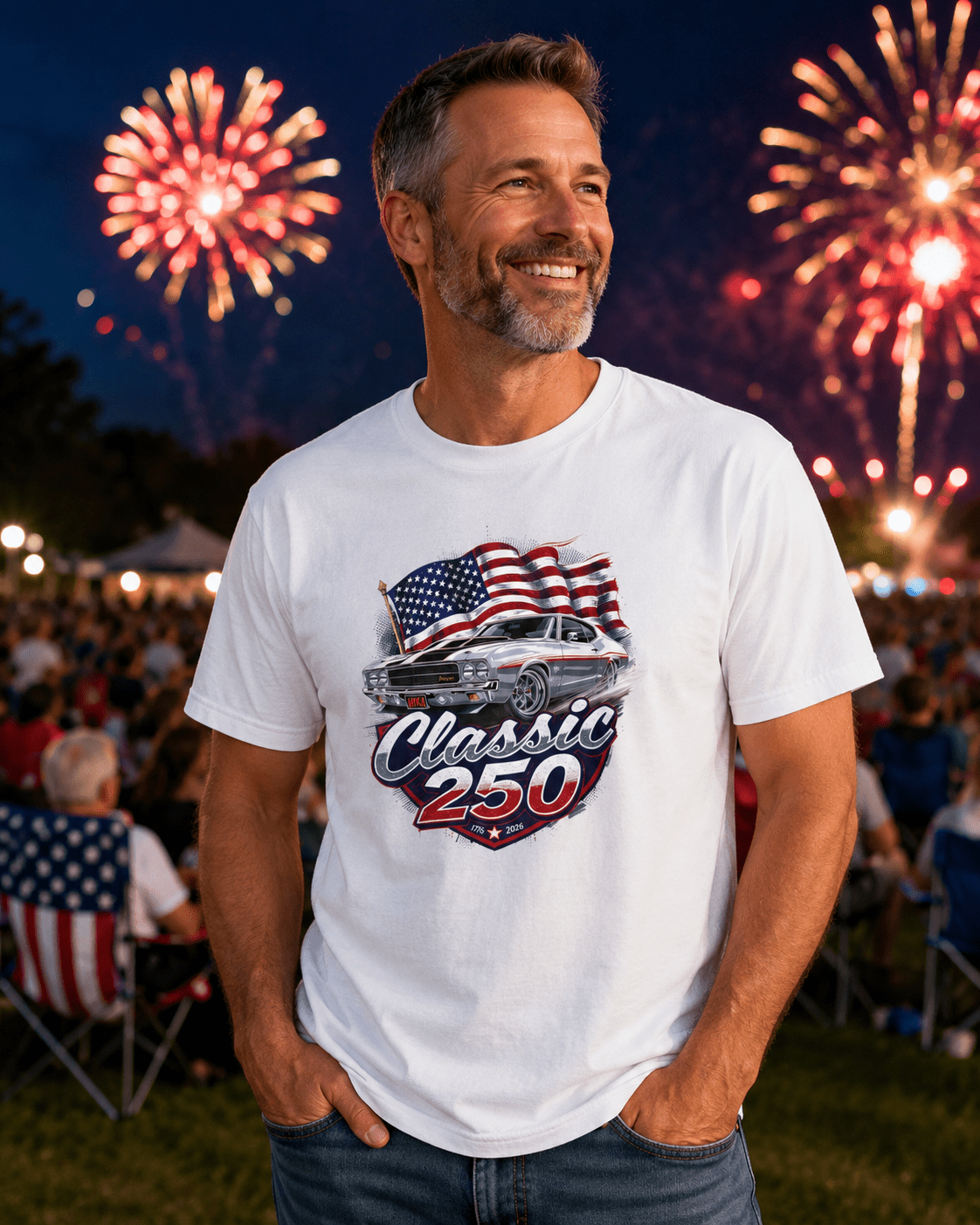 Patriotic Muscle Car Tee | Celebrating 250 Years of Freedom | America's 250th Anniversary Shirt - Moment Wear Company