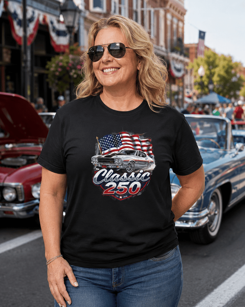 Patriotic Muscle Car Tee | Celebrating 250 Years of Freedom | America's 250th Anniversary Shirt - Moment Wear Company