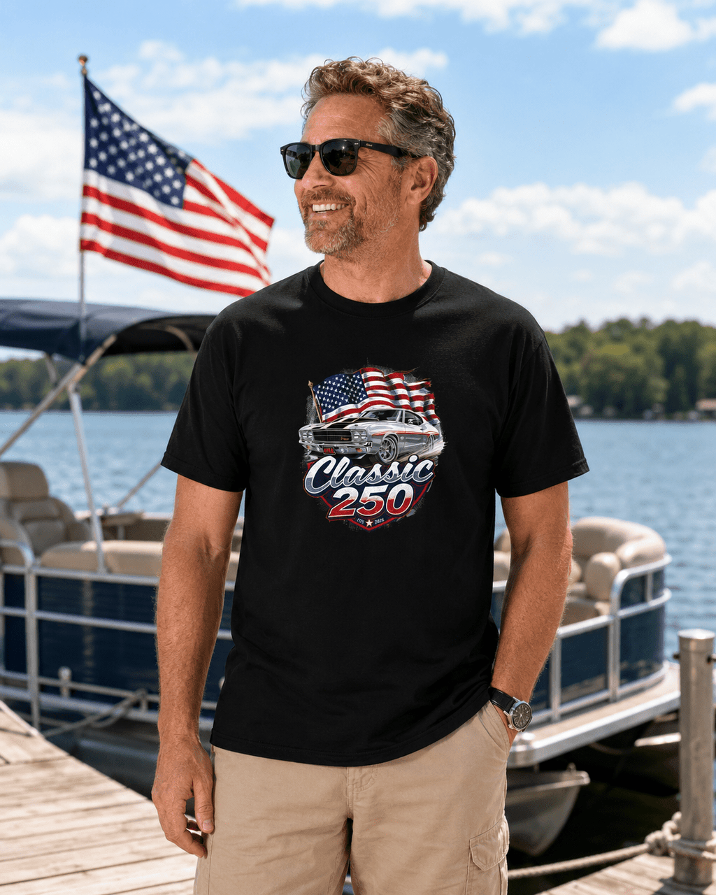 Patriotic Muscle Car Tee | Celebrating 250 Years of Freedom | America's 250th Anniversary Shirt - Moment Wear Company