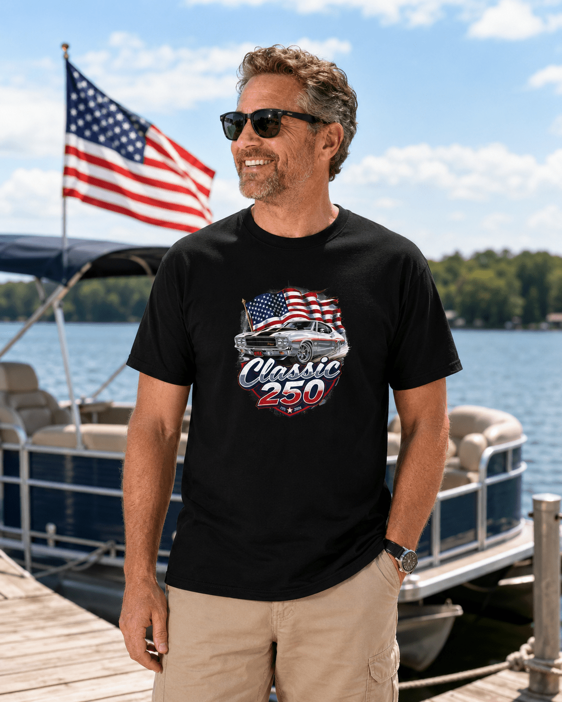 Patriotic Muscle Car Tee | Celebrating 250 Years of Freedom | America's 250th Anniversary Shirt - Moment Wear Company