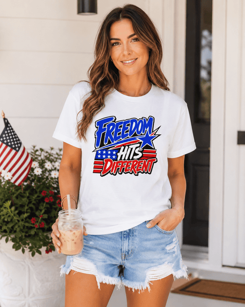 Freedom Hits Different Patriotic Shirt | 4th of July Tee for Fireworks, Freedom & Summer Memories - Moment Wear Company - T-SHIRT -
