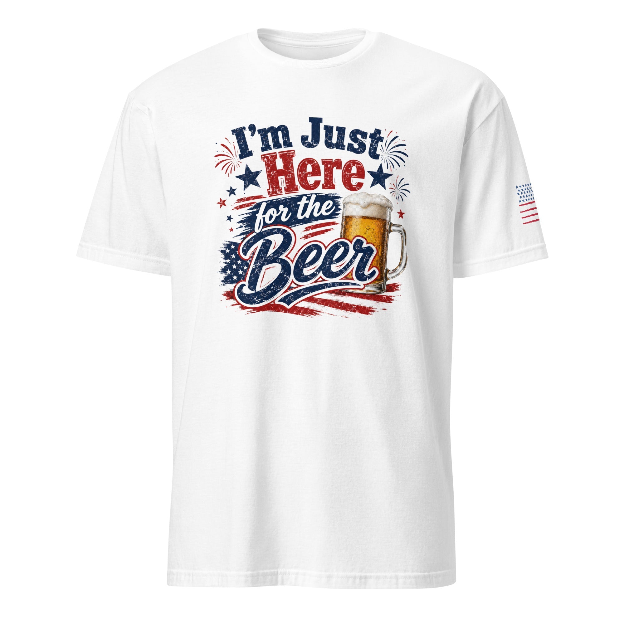 I’m Just Here for the Beer July 4th Shirt | Funny Patriotic BBQ Unisex Tee for Summer Parties - Moment Wear Company