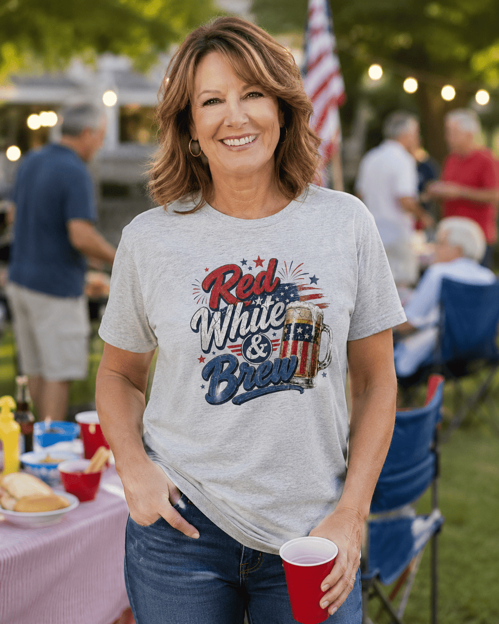 Red White & Brew Patriotic Beer Shirt | Funny 4th of July Tee for Friends & Summer Memories - Moment Wear Company - T-SHIRT -