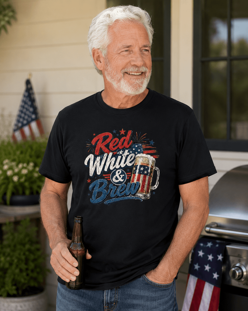 Red White & Brew Patriotic Beer Shirt | Funny 4th of July Tee for Friends & Summer Memories - Moment Wear Company - T-SHIRT -