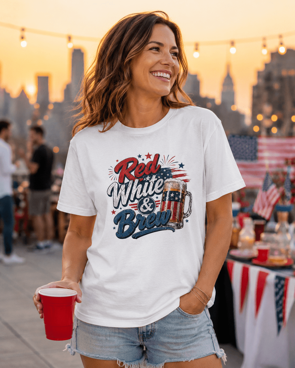 Red White & Brew Patriotic Beer Shirt | Funny 4th of July Tee for Friends & Summer Memories - Moment Wear Company - T-SHIRT -