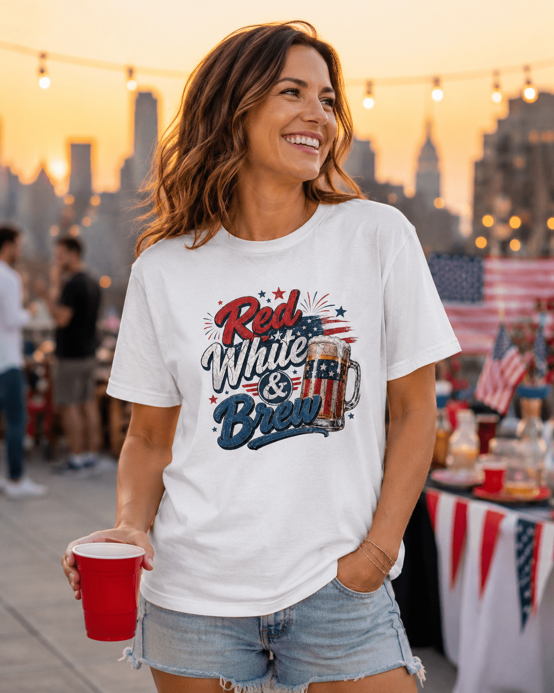 Red White & Brew Patriotic Beer Shirt | Funny 4th of July Tee for Friends & Summer Memories - Moment Wear Company - T-SHIRT -