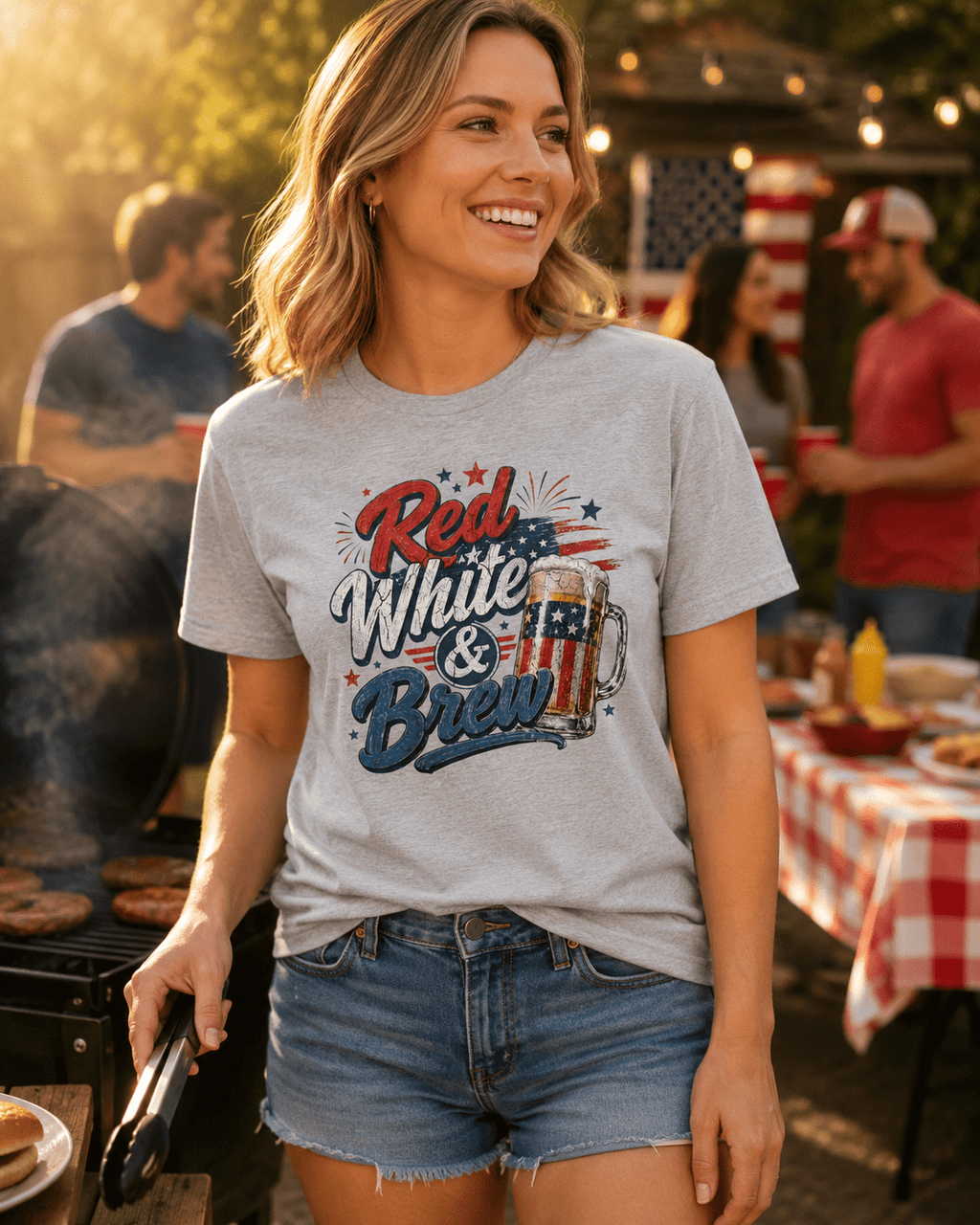 Red White & Brew Patriotic Beer Shirt | Funny 4th of July Tee for Friends & Summer Memories - Moment Wear Company - T-SHIRT -