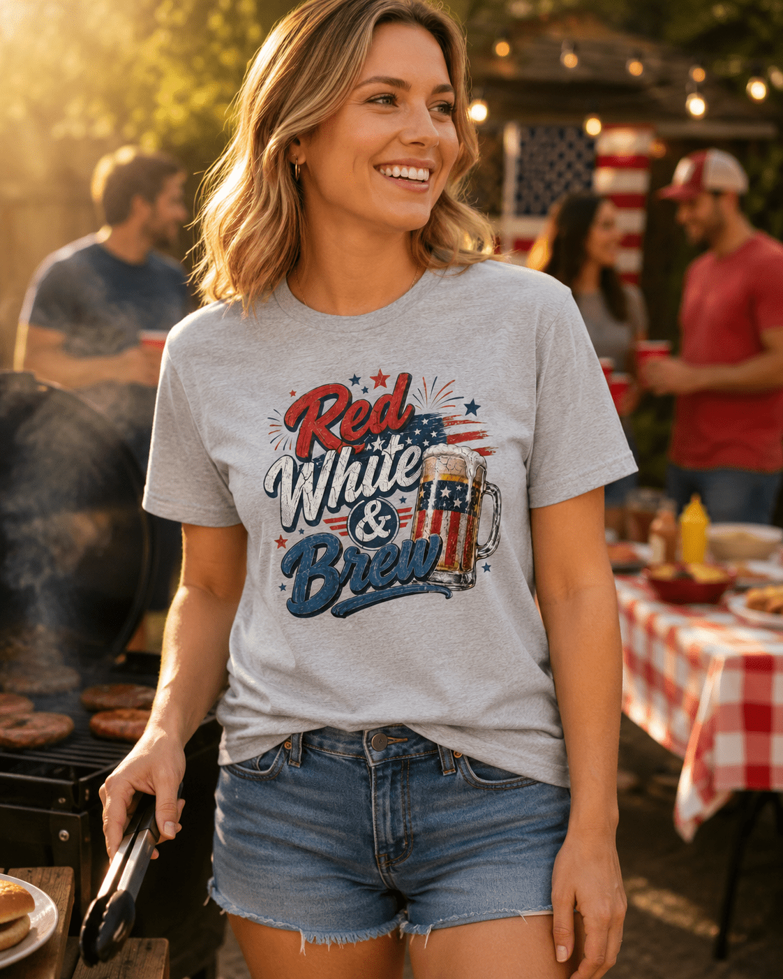 Red White & Brew Patriotic Beer Shirt | Funny 4th of July Tee for Friends & Summer Memories - Moment Wear Company - T-SHIRT -