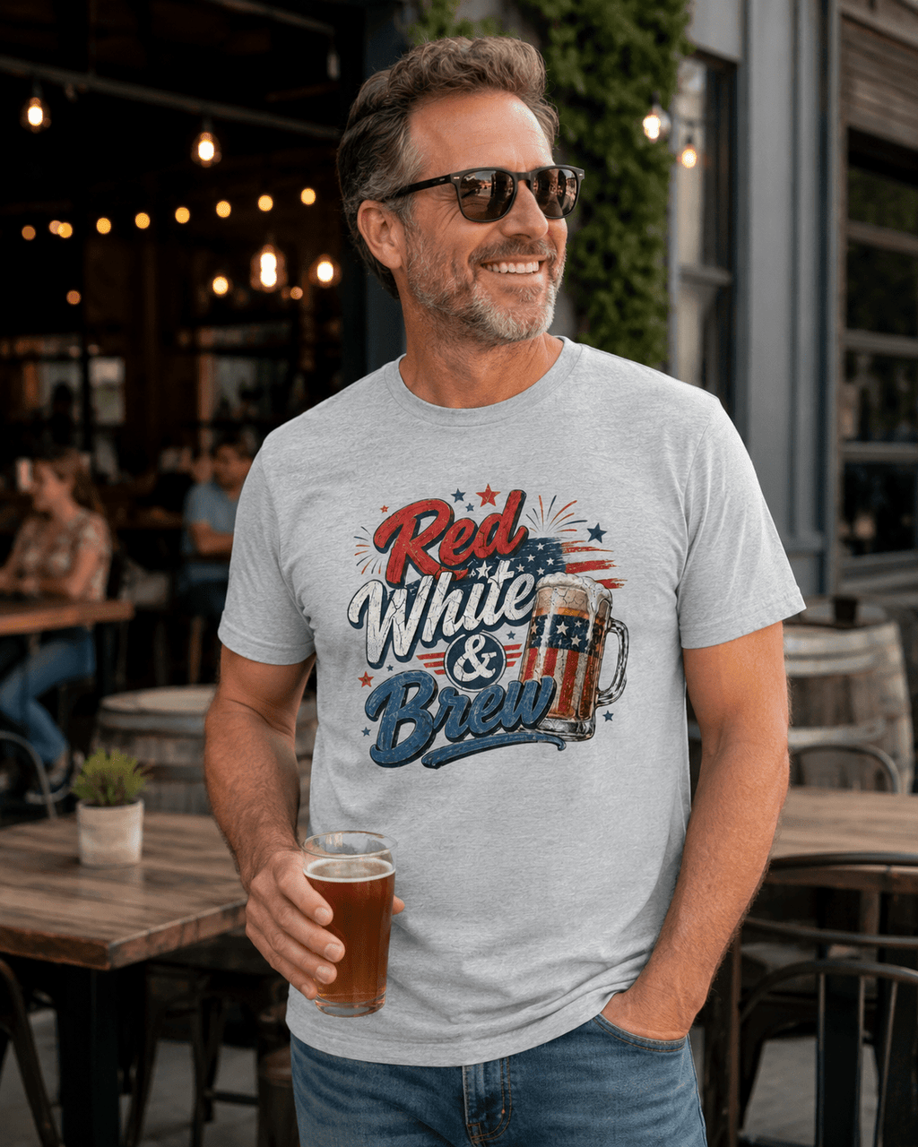 Red White & Brew Patriotic Beer Shirt | Funny 4th of July Tee for Friends & Summer Memories - Moment Wear Company - T-SHIRT -