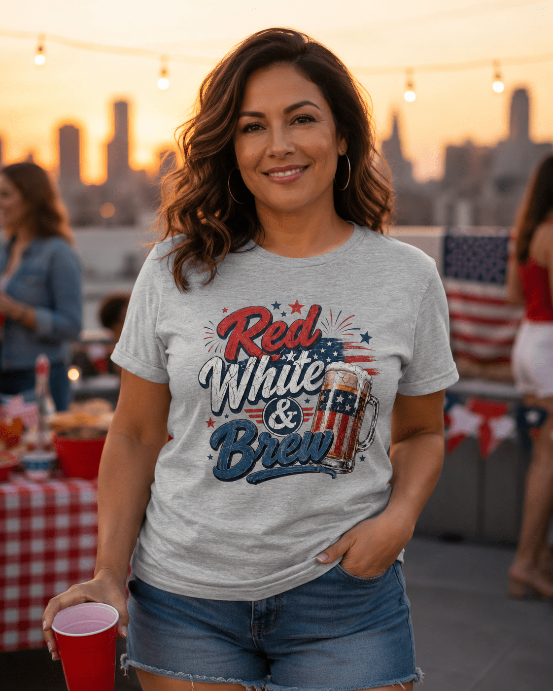 Red White & Brew Patriotic Beer Shirt | Funny 4th of July Tee for Friends & Summer Memories - Moment Wear Company - T-SHIRT -