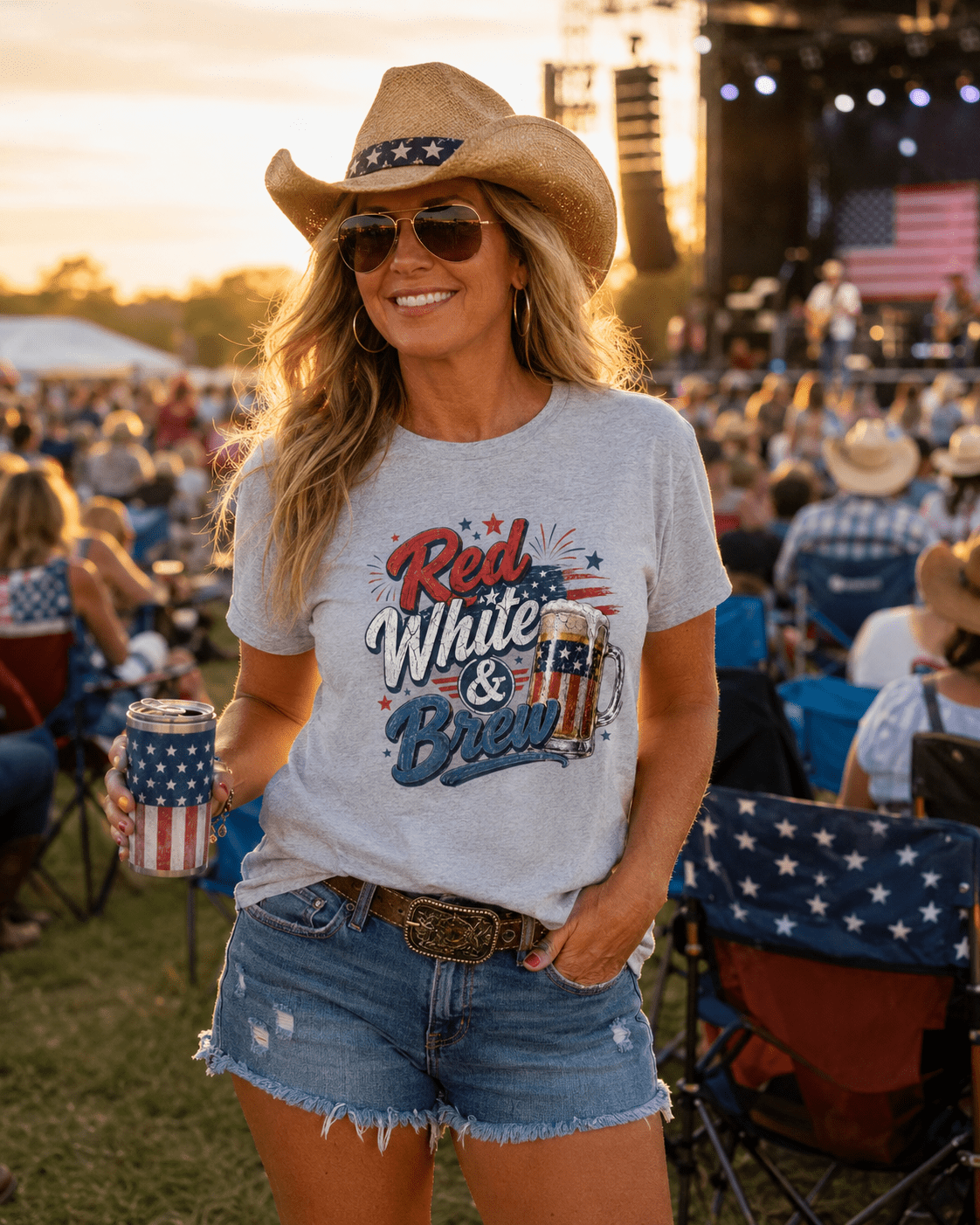 Red White & Brew Patriotic Beer Shirt | Funny 4th of July Tee for Friends & Summer Memories - Moment Wear Company - T-SHIRT -
