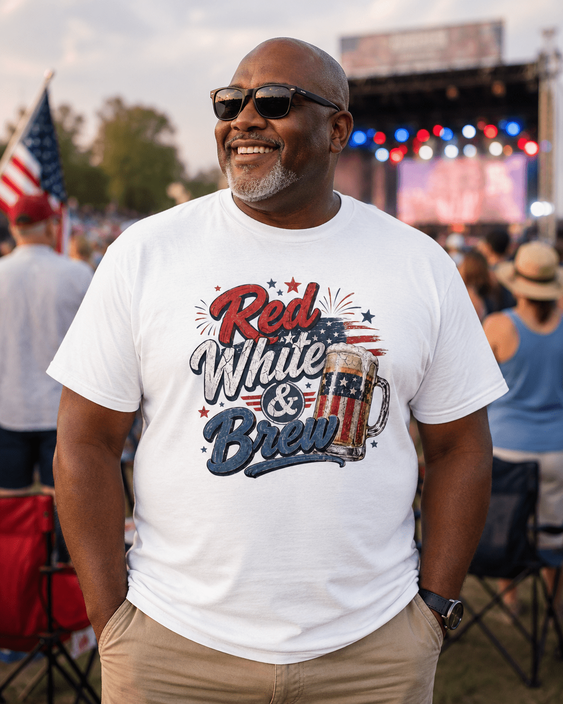 Red White & Brew Patriotic Beer Shirt | Funny 4th of July Tee for Friends & Summer Memories - Moment Wear Company - T-SHIRT -