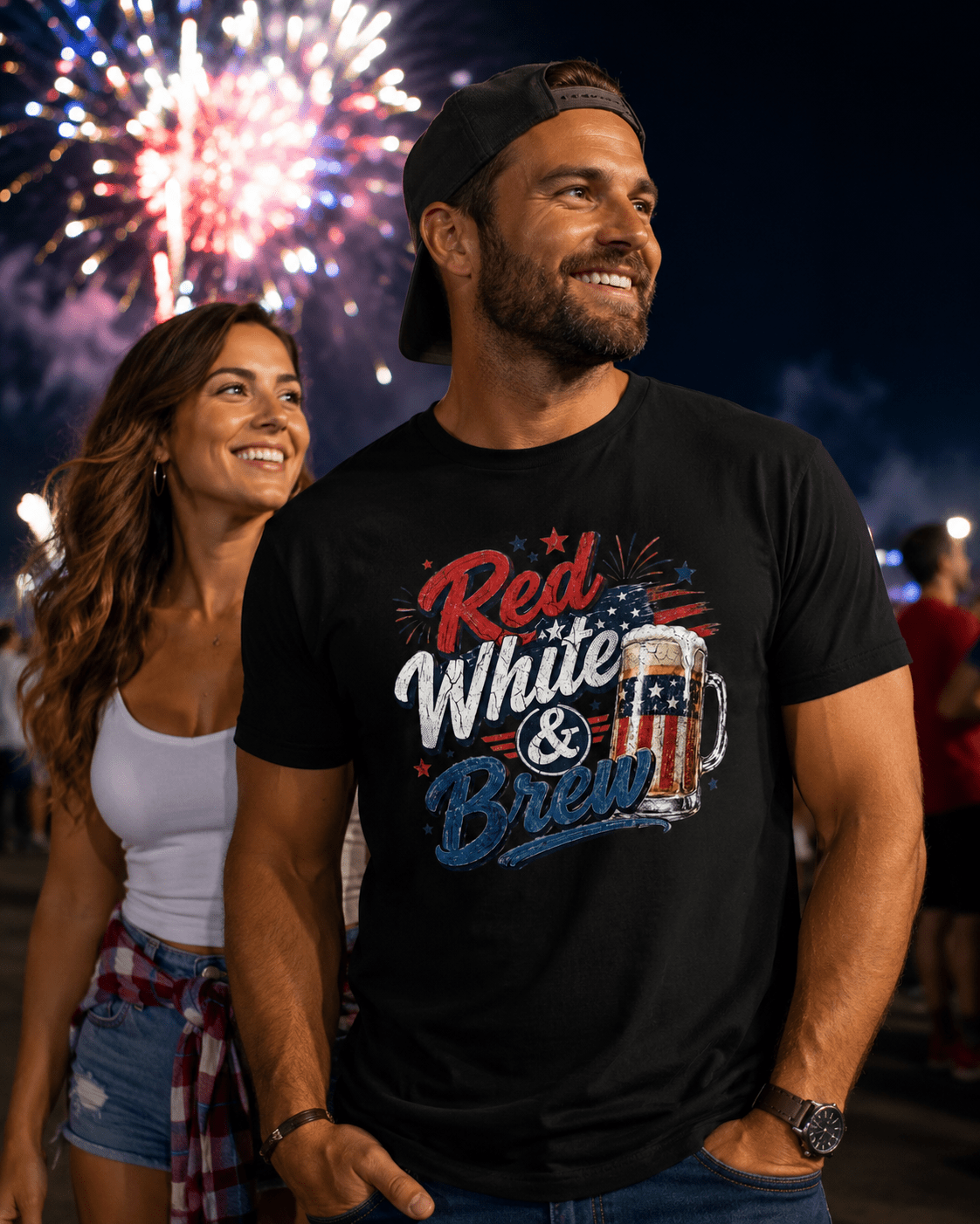 Red White & Brew Patriotic Beer Shirt | Funny 4th of July Tee for Friends & Summer Memories - Moment Wear Company - T-SHIRT -