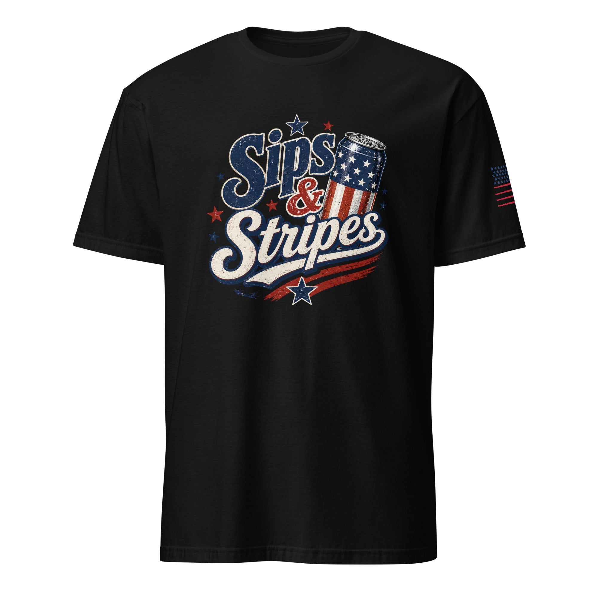 Sips & Stripes July 4th Shirt | The Easy Patriotic Tee for Cookouts, Cold Drinks & Fireworks Night - Moment Wear Company