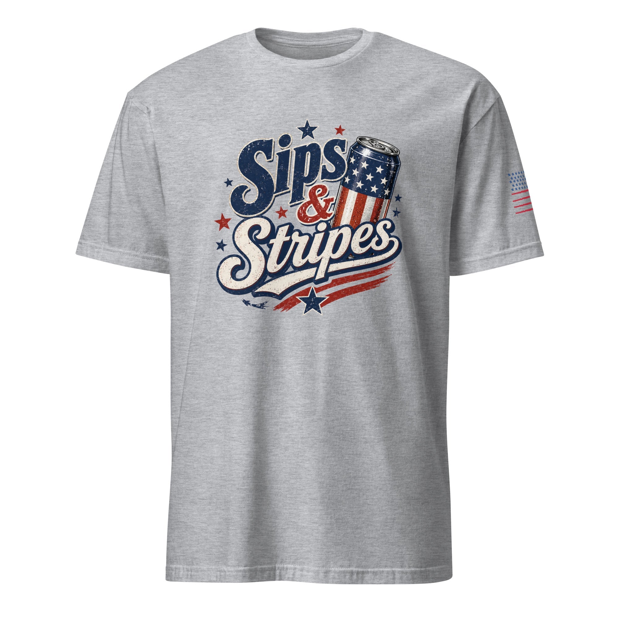 Sips & Stripes July 4th Shirt | The Easy Patriotic Tee for Cookouts, Cold Drinks & Fireworks Night - Moment Wear Company