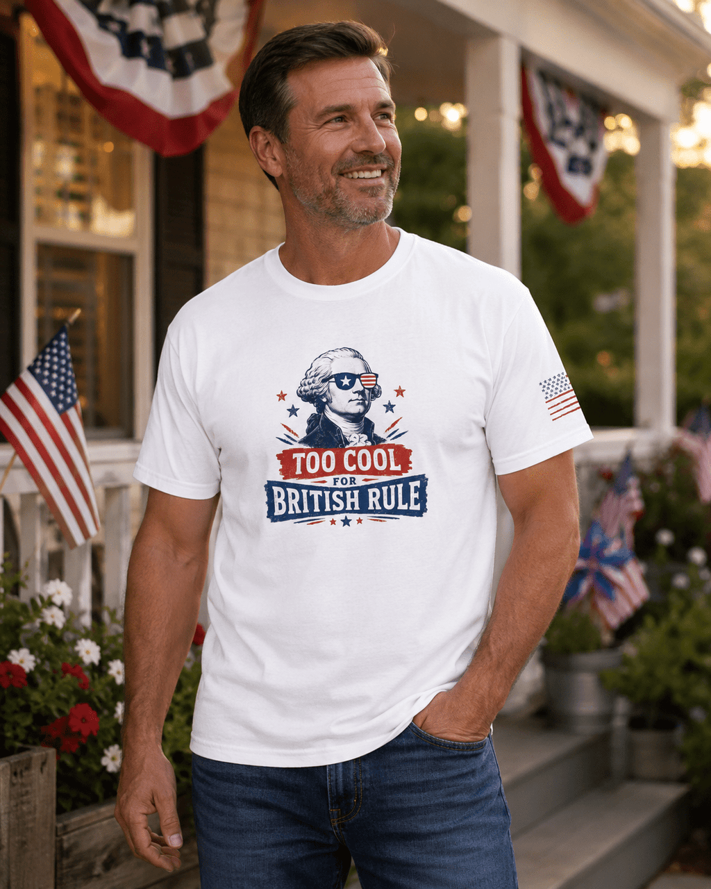 Too Cool for British Rule July 4th Shirt | Funny Founding Father Independence Day Unisex Tee - Moment Wear Company