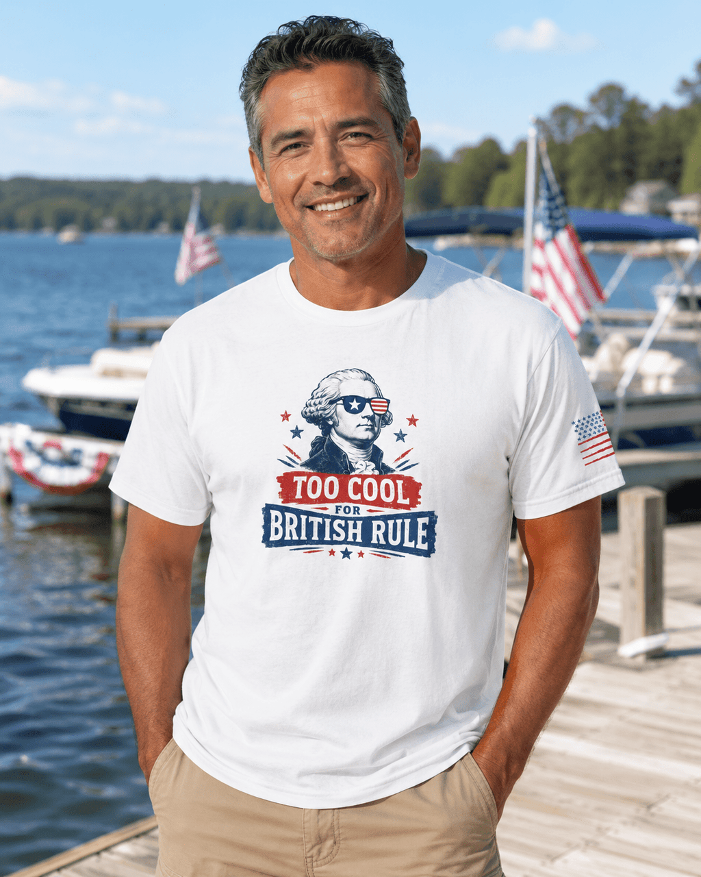 Too Cool for British Rule July 4th Shirt | Funny Founding Father Independence Day Unisex Tee - Moment Wear Company