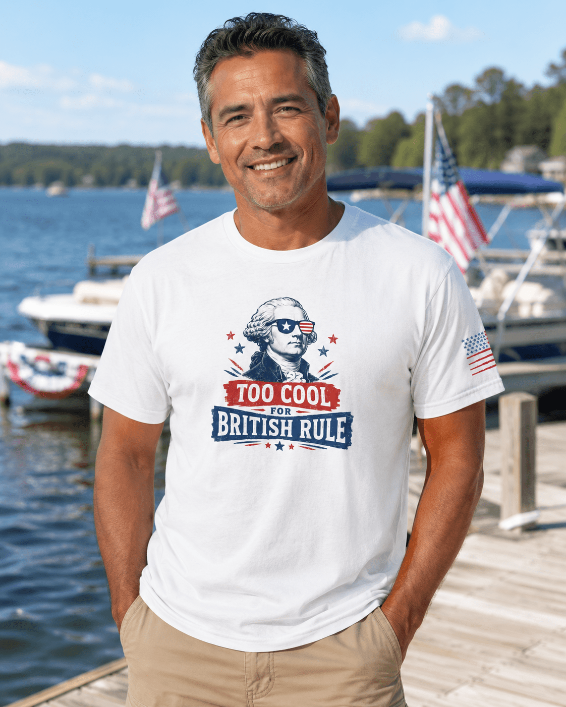 Too Cool for British Rule July 4th Shirt | Funny Founding Father Independence Day Unisex Tee - Moment Wear Company