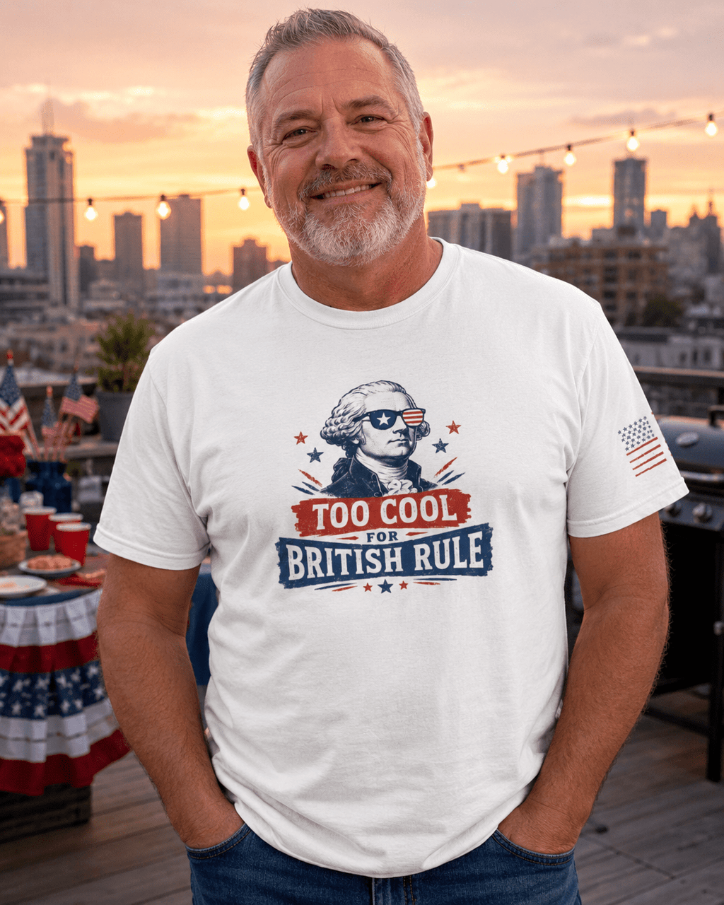 Too Cool for British Rule July 4th Shirt | Funny Founding Father Independence Day Unisex Tee - Moment Wear Company