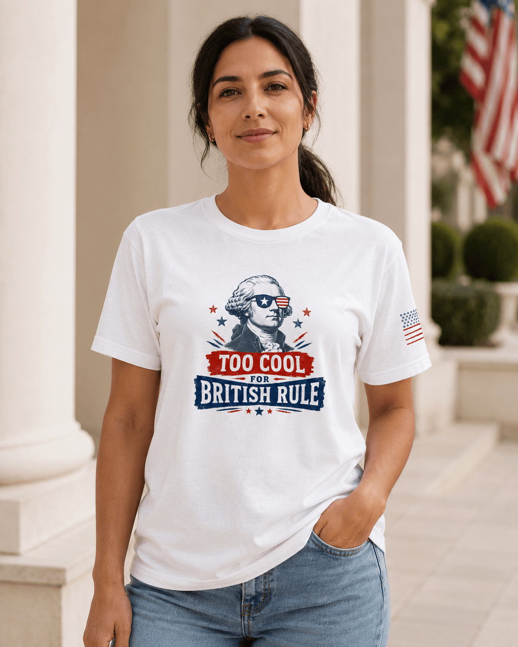 Too Cool for British Rule July 4th Shirt | Funny Founding Father Independence Day Unisex Tee - Moment Wear Company